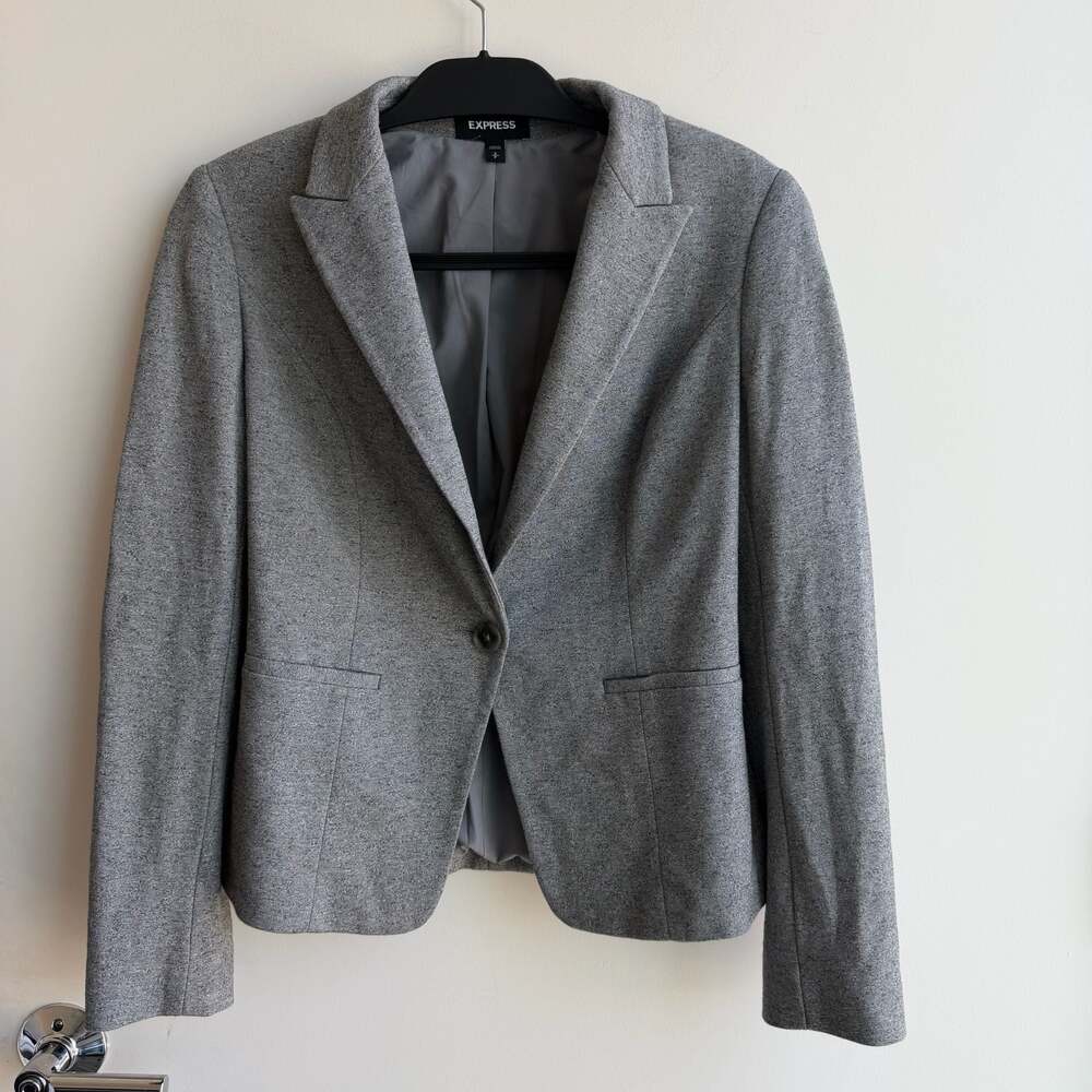 Express Heathered Grey One-Button Ponte Knit Blazer Size S/P